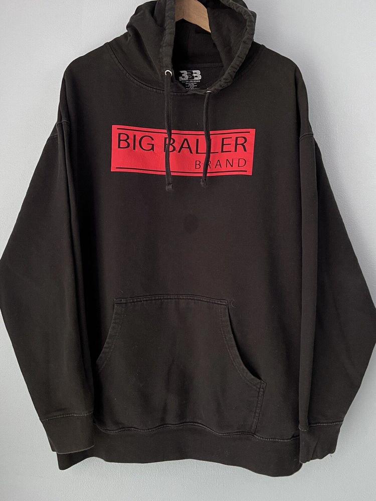 Big Baller Brand Hoodie Sweatshirt Black Red Box Logo STAIN ON FRONT Mens 2XL